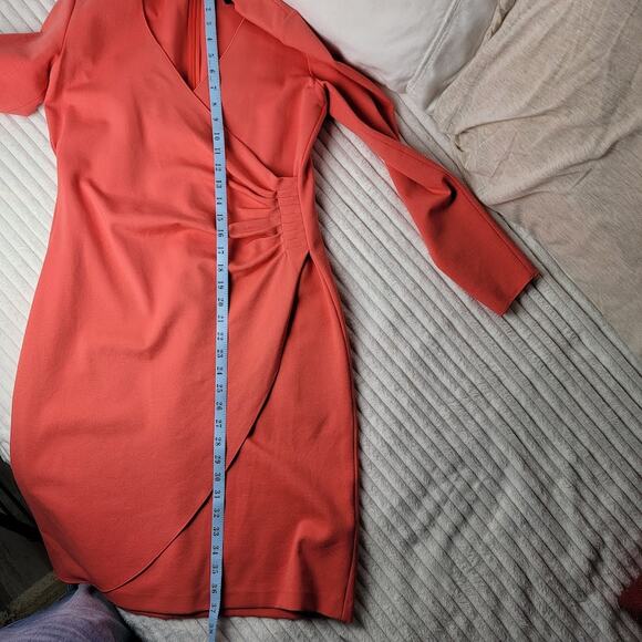 Emporio Armani Coral Wrap Dress Italy M/L Mother of Bride Autumn Wedding Fall - Picture 7 of 11